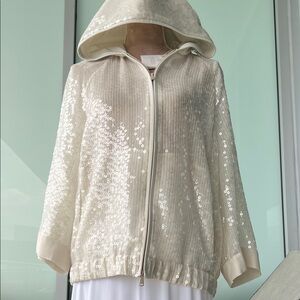 Brunello Cucinelli Shimmering Cream Bomber Jacket